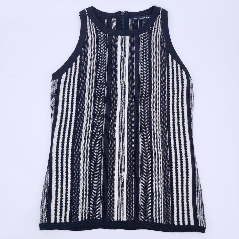 White House Black Market Geometric Striped Halter Neck Knit Shell Tank‎ Top XS